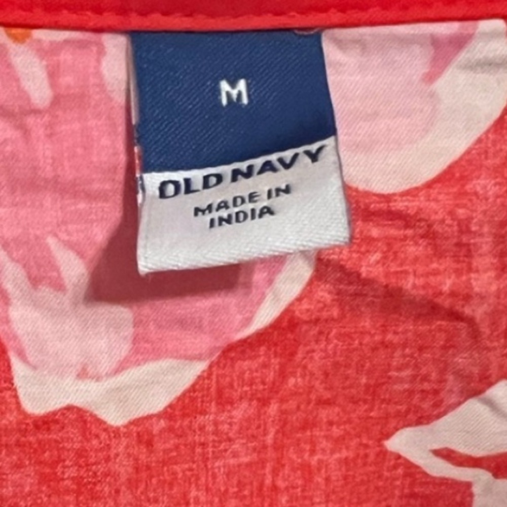 Old Navy Dress Women’s Medium Cutout Midi Shirt Dress Button Up Pink Red Floral. - Picture 4 of 7